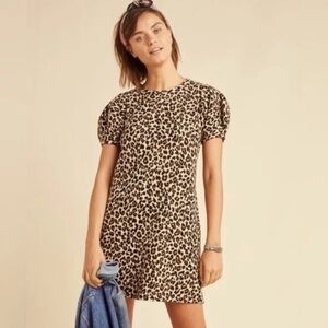 NWT Jolene Leopard Puff-Sleeved Mini Dress Velvet by Graham & Spencer Sz…